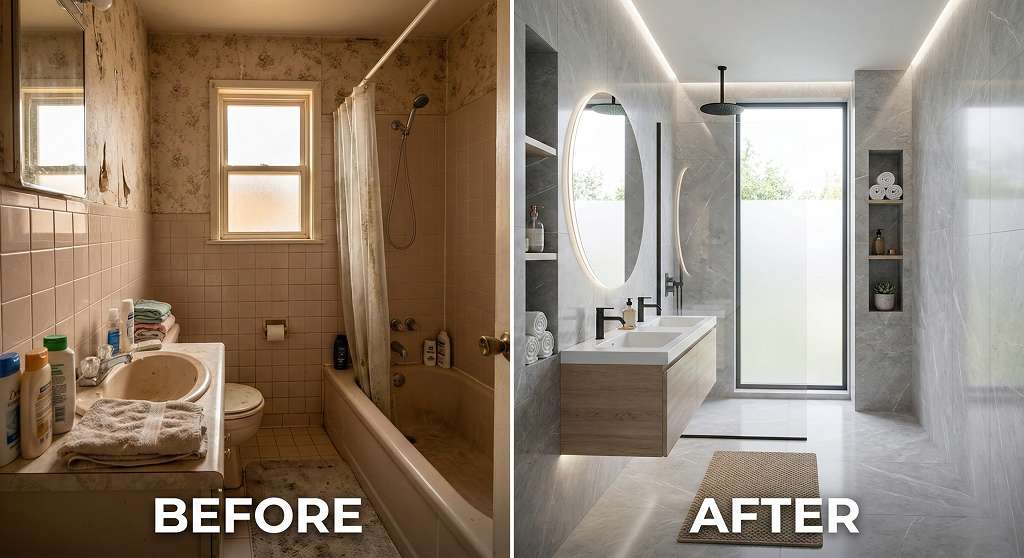 Bathroom remodel by design-build contractor Raleigh