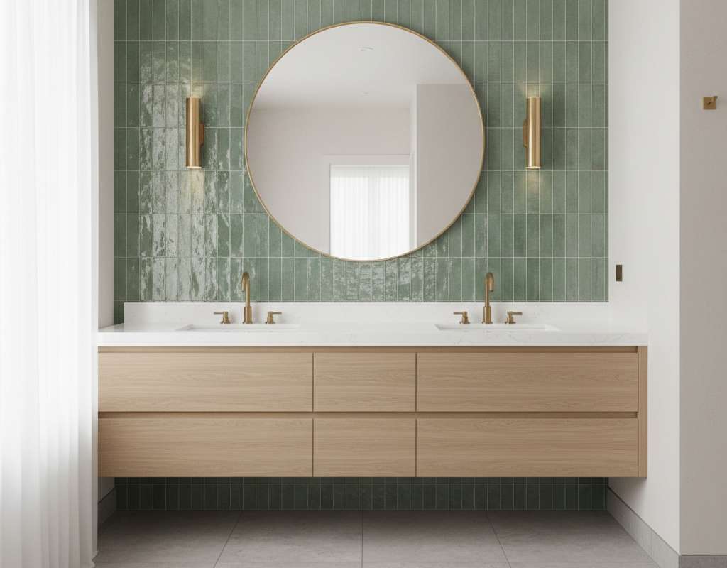 Zellige tile bathroom wall ideas with handmade texture