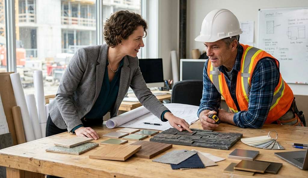 Design-build process material selection with construction input
