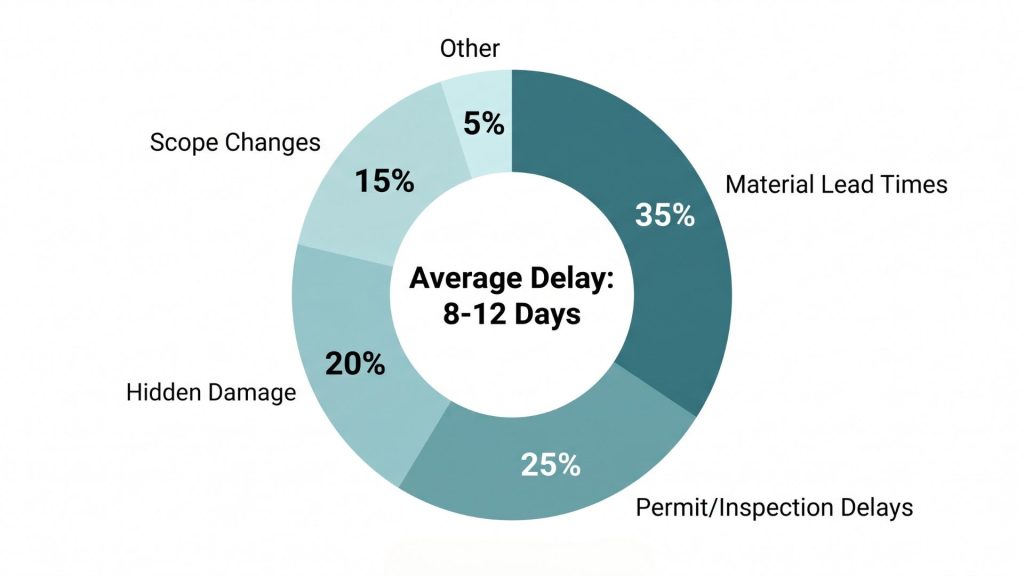 Chart showing top causes of bathroom remodel delays and timeline extensions