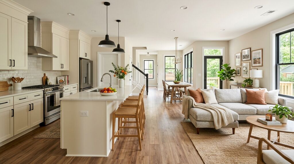 Modern open-plan kitchen and living area