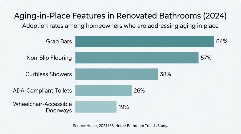 Chart showing adoption rates of aging in place bathroom features