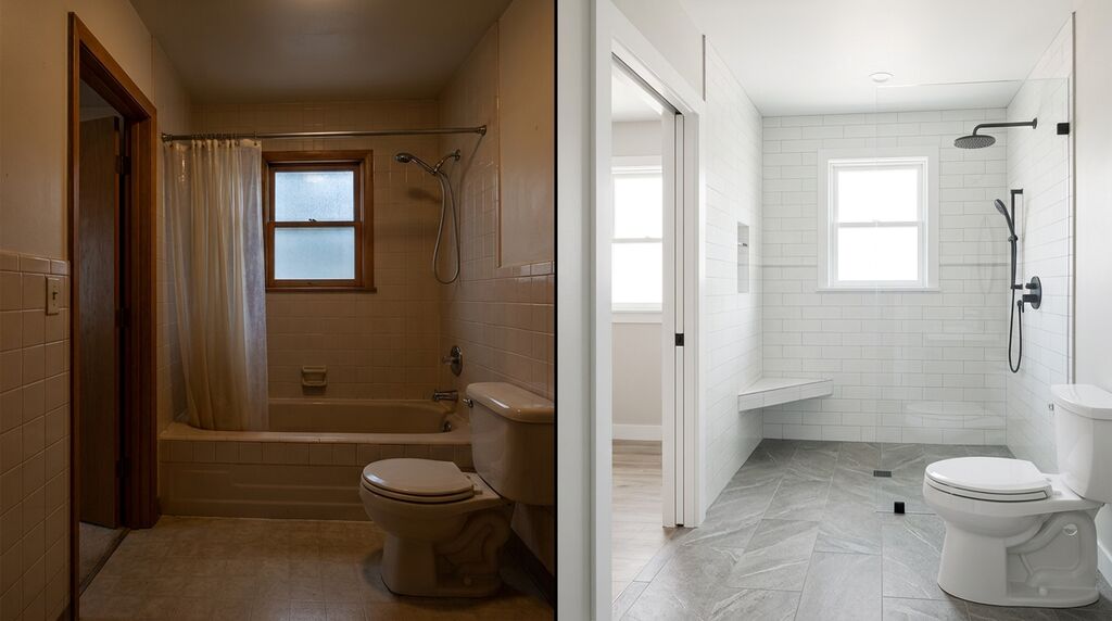 Aging in place bathroom remodel before and after transformation