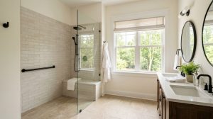 Aging in place bathroom remodel with curbless shower in Raleigh NC